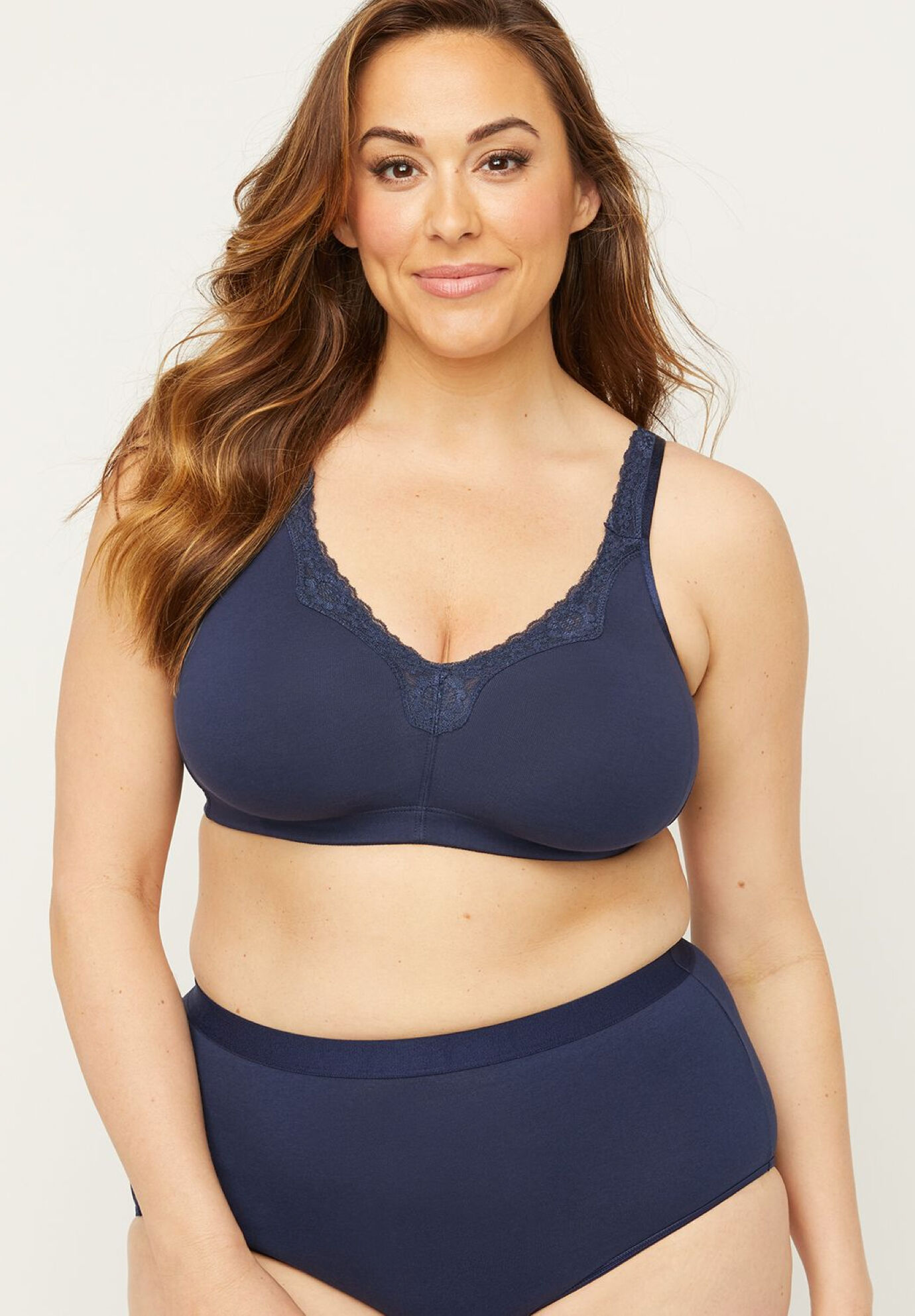 Catherines Women's Plus Size Cotton Comfort Wireless Bra - 38 A, Mariner  Navy Blue at  Women's Clothing store
