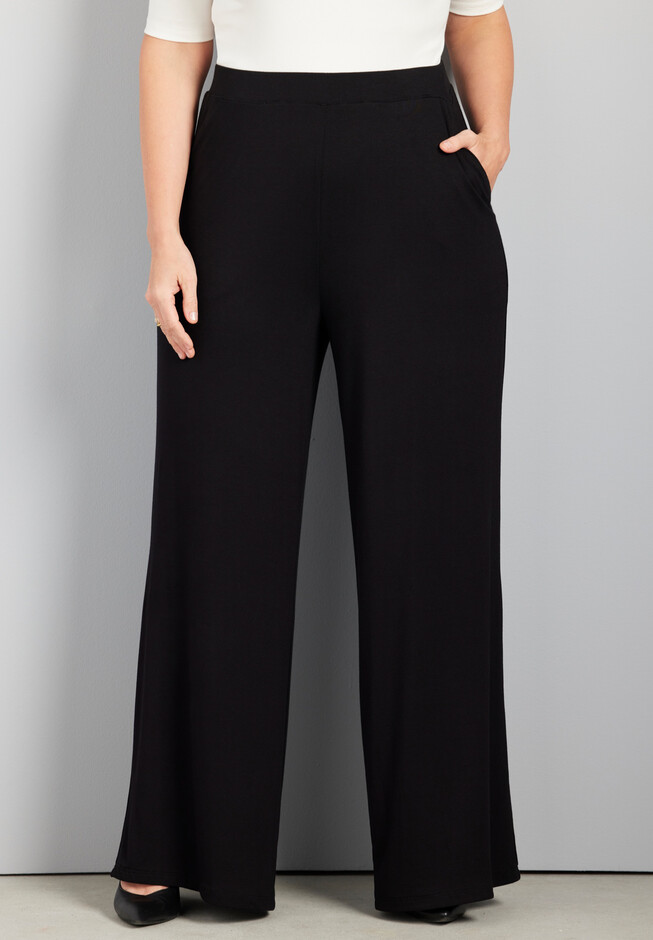 Black High Waisted Wide Legged Pintuck Pants - Front Porch