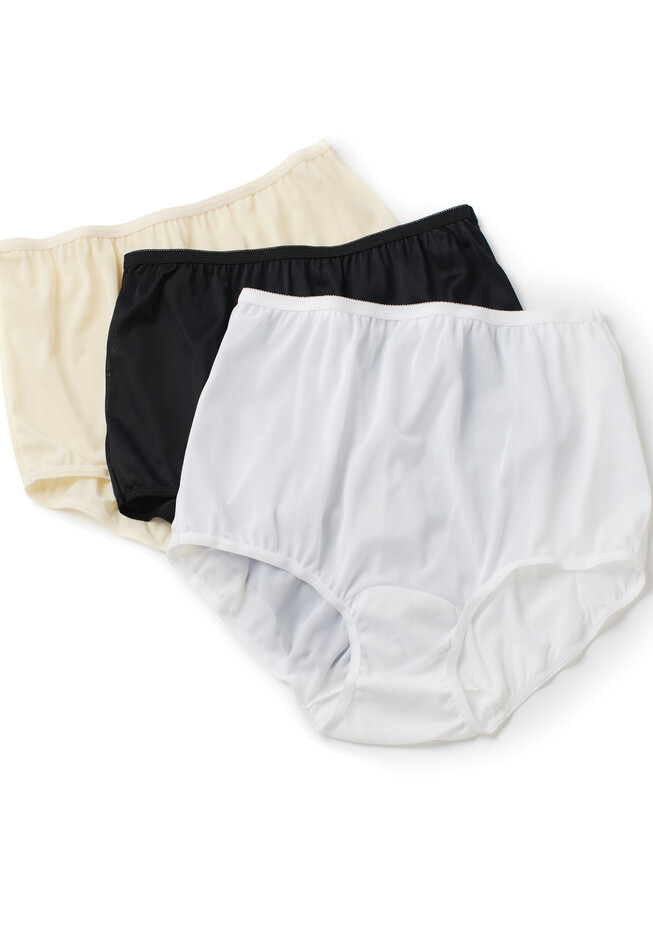 Lace Trim Nylon Briefs  Nylon Womens Underwear - 3 Pairs