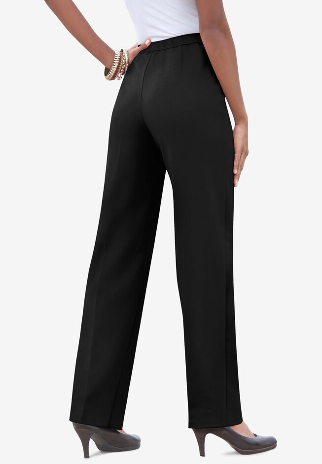 Jessica London Women's Plus Size Stretch Knit Elastic Pull-On Straight Leg Pants  Trousers - 20 W, Black 