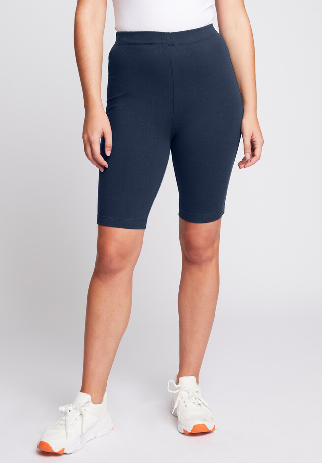 Sofra Women Wide Wastband Active Stretch Workout 21 Cotton Biker