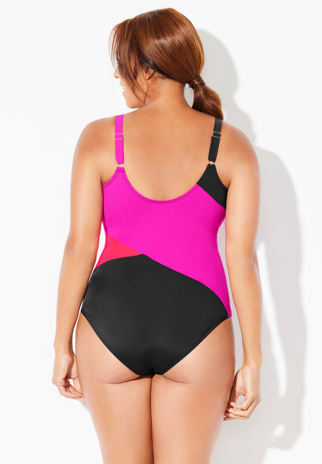 Chlorine Resistant Square Neck One Piece Swimsuit