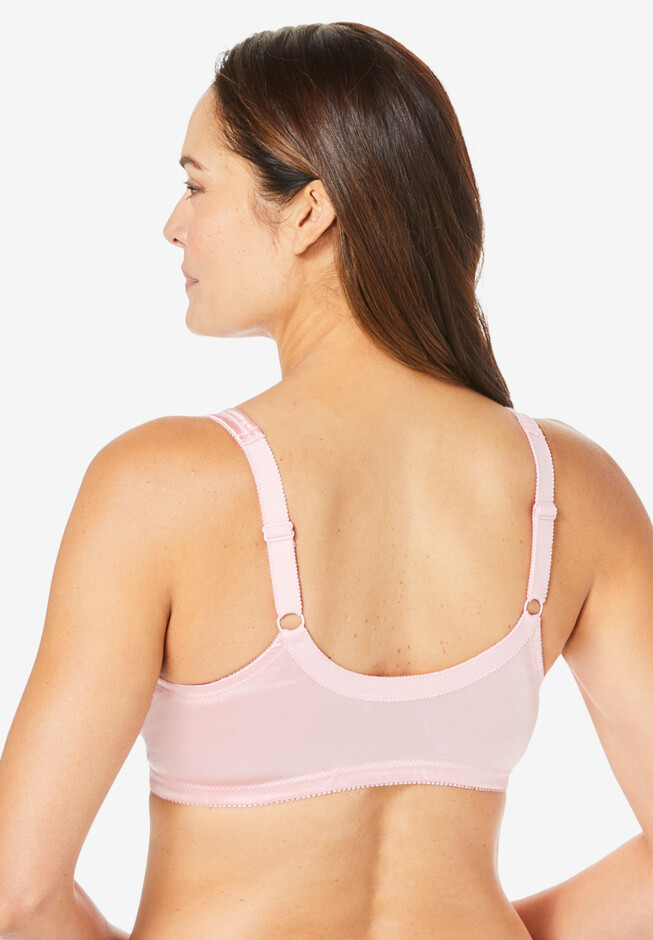 Collections Etc Front-Hook Wireless Bra with Wide Straps and