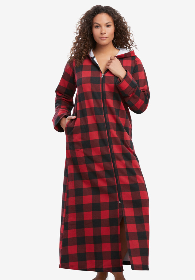 Plaid Jacket Womens Hoodie Jacket Long Gown Beach Changing Robe
