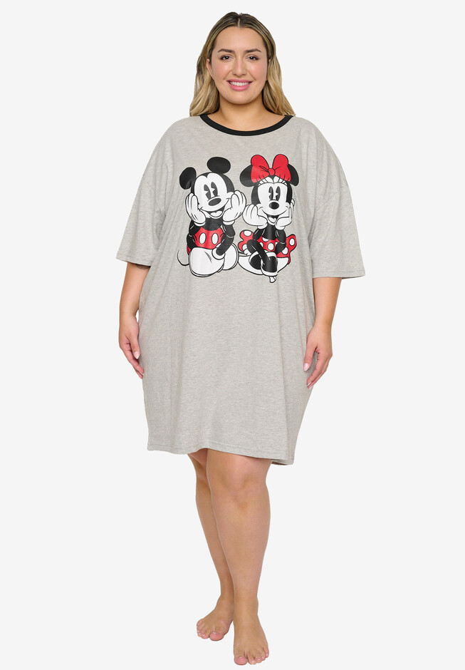 Disney Mickey & Minnie Mouse Sleep Shirt Pajamas Grey