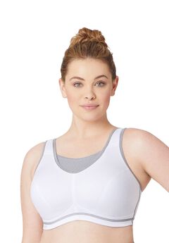 Glamorise Women's Full Figure Plus Size Elite Performance Adjustable Wonderwire  Sports Bra In White,grey