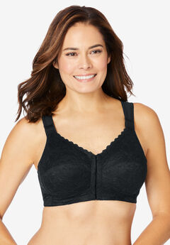 Front Closure Breathable Bra - Stretch-lace, Super-Lift, and Posture  Correction, Front-Close Wirefree Bra (Black, S) at  Women's Clothing  store