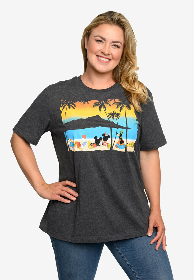 Disney Mickey Mouse Women's Plus Size T-Shirt Print (1X, Charcoal