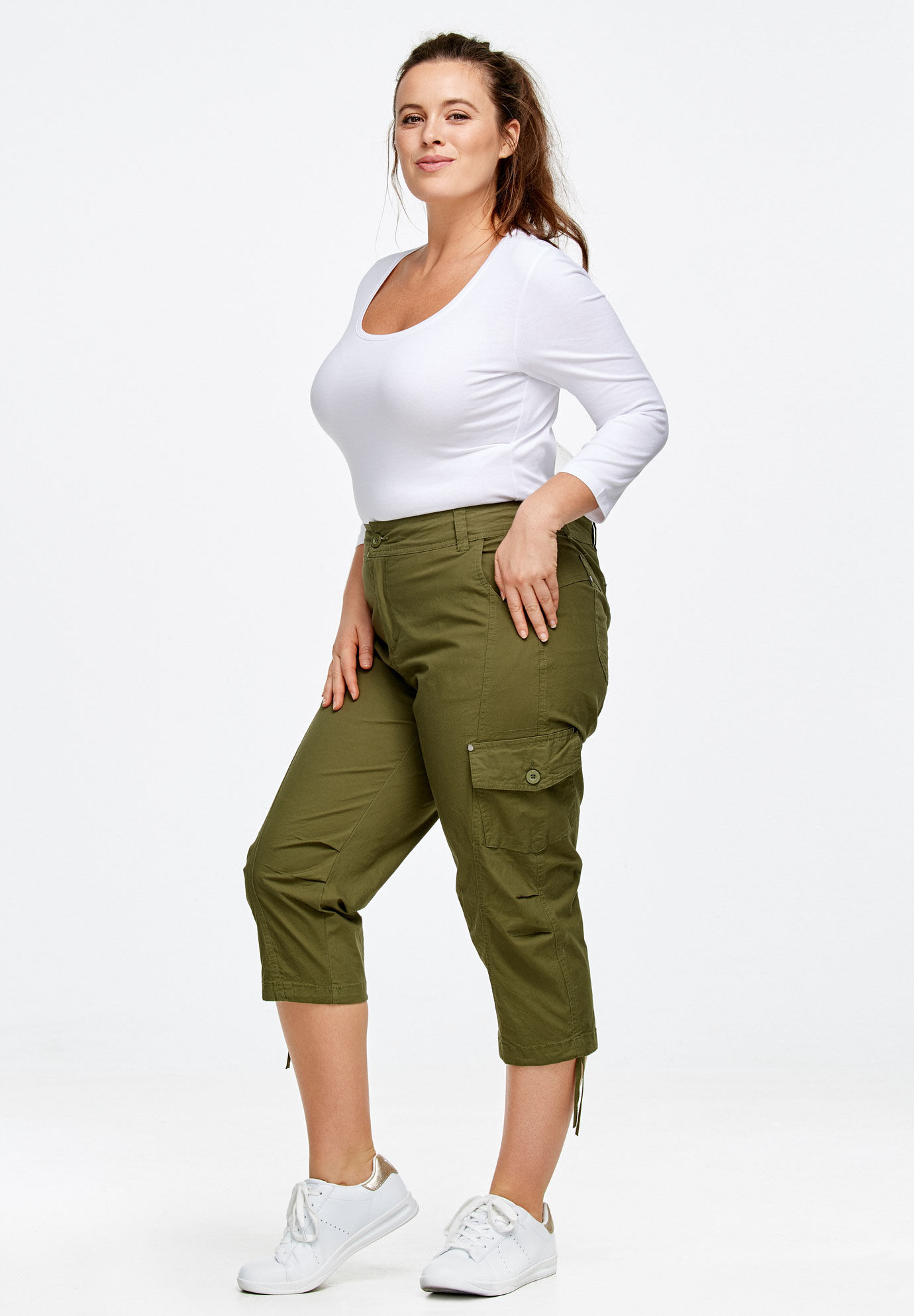 Ellos Women's Plus Size Stretch Slim Capris Pants - 10, Black at   Women's Clothing store