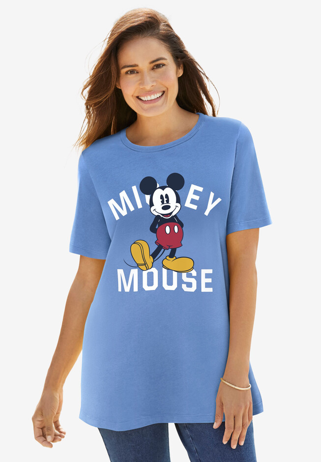 Disney Women's Short Sleeve Crew Tee Blue Mickey Mouse Standing