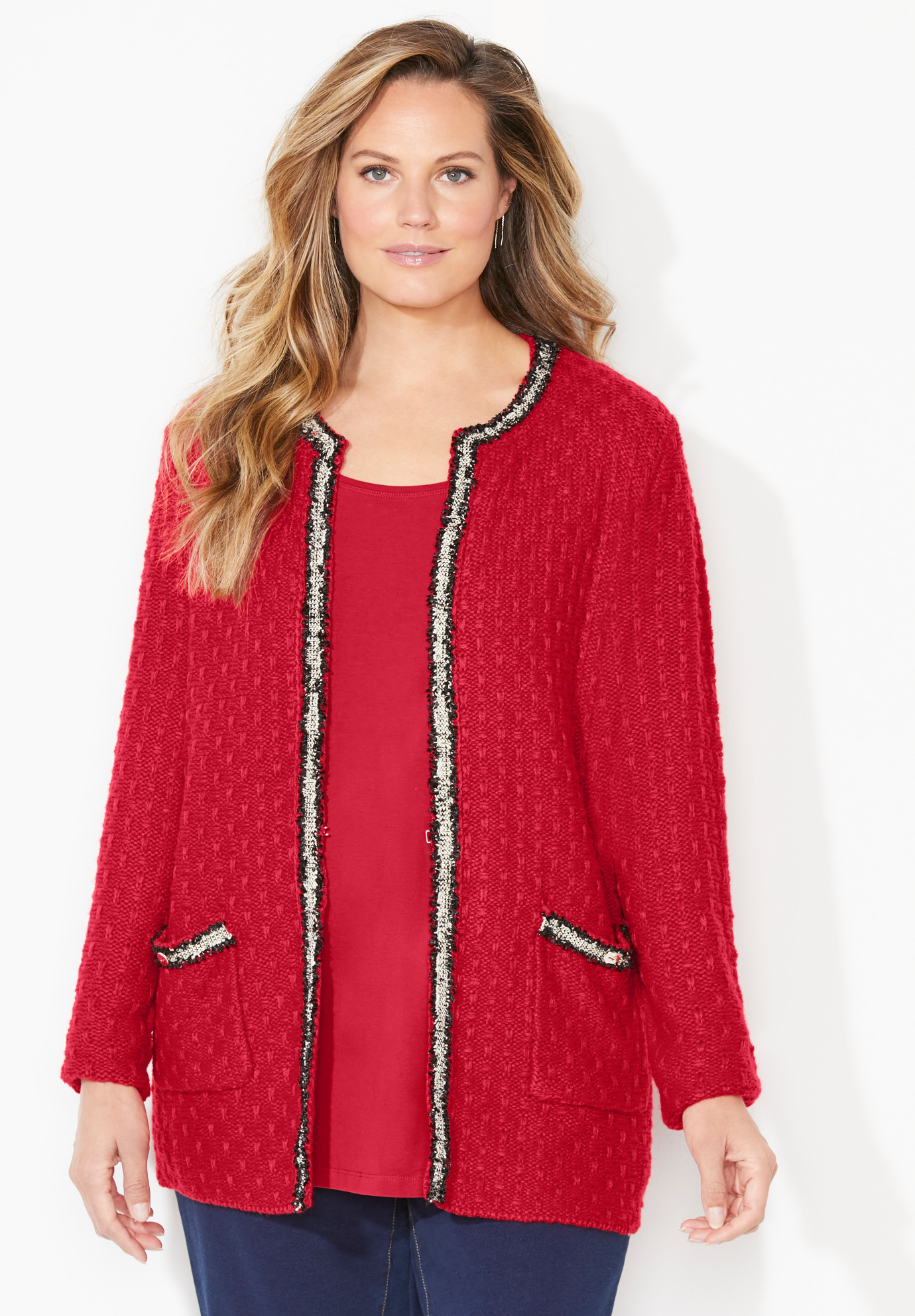 Plus Size Women's Liz&Me® Ponte Knit Blazer by Liz&Me in Classic Red (Size  6X)