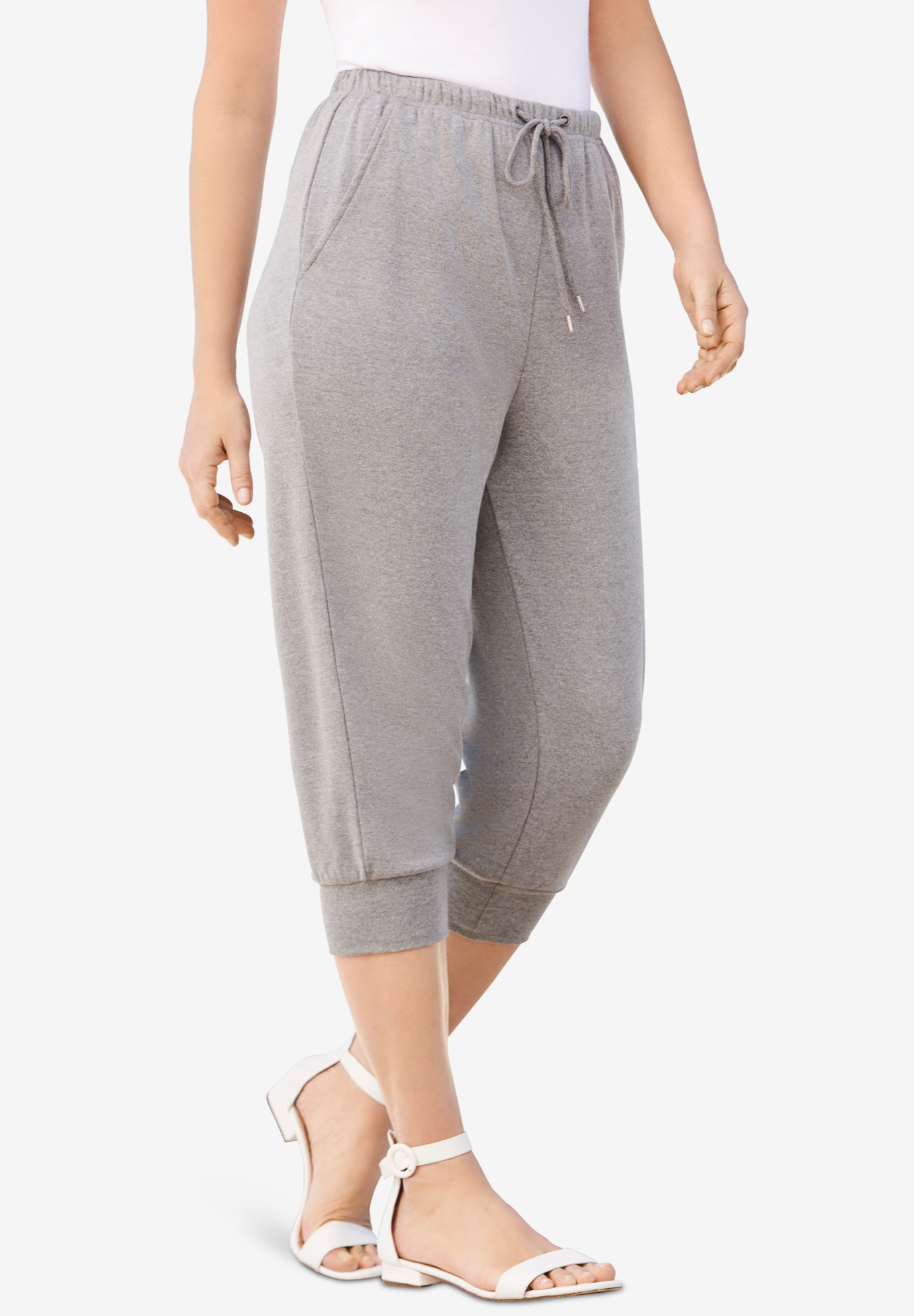 Drawstring Soft Knit Capri Pant Catherines