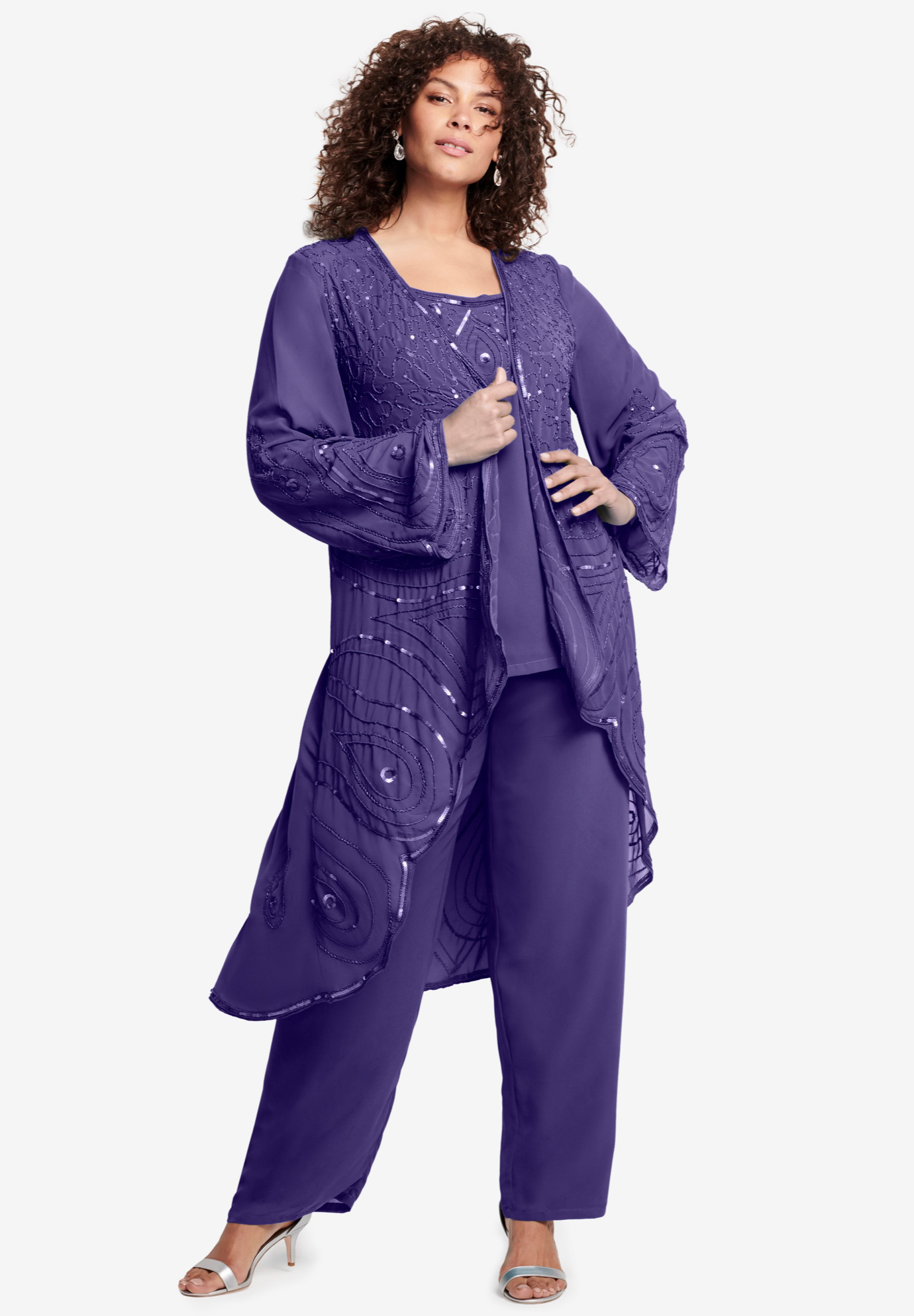 Plus Size Women's 3-Piece Lace Gala Pant Suit by Catherines in