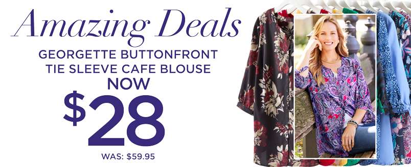 AMAZING DEAL $28 GEORGETTE TIE SLEEVE BLOUSE